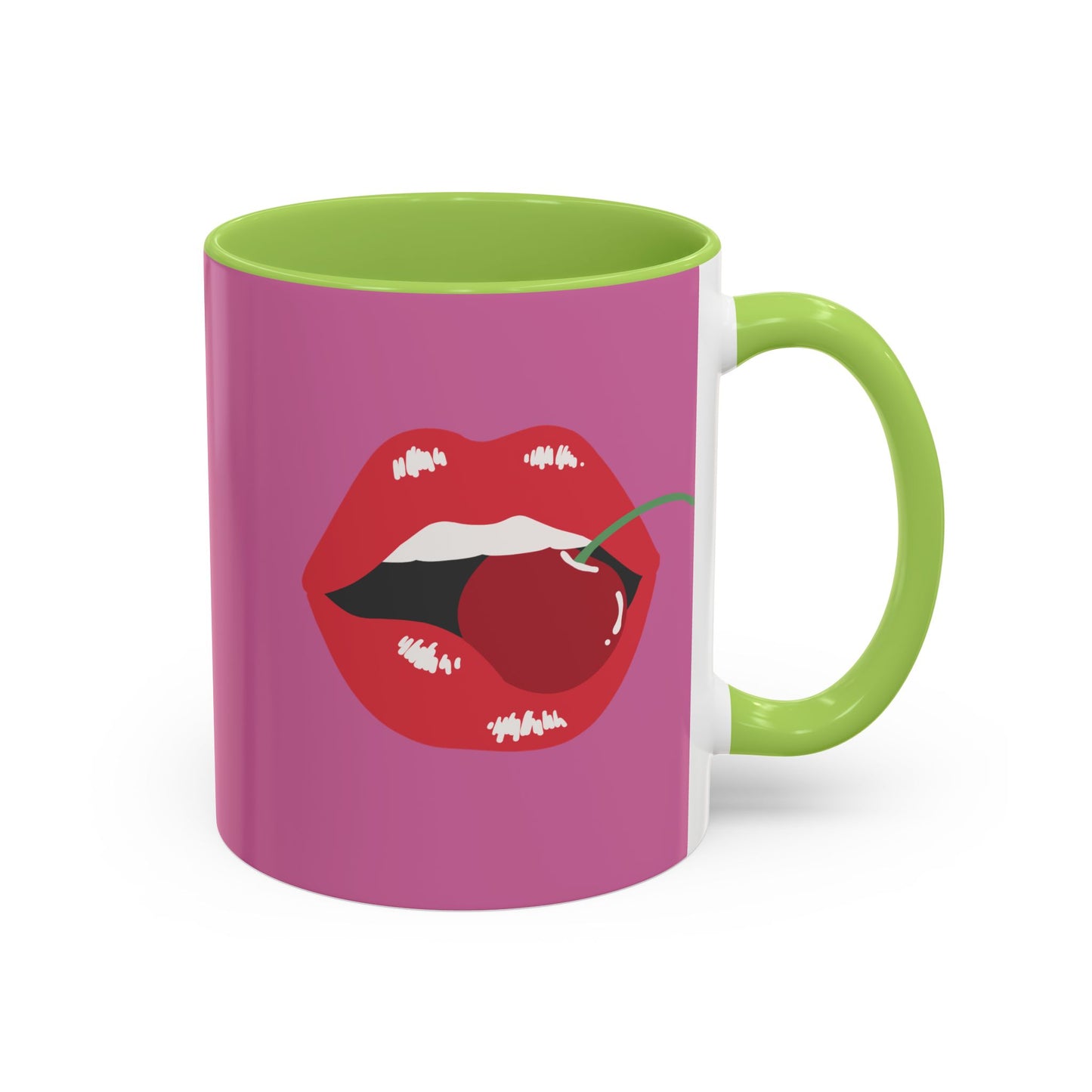 LGBT kiss girls  Rainbow & Cherry Accent Coffee Mug - 11oz & 15oz
