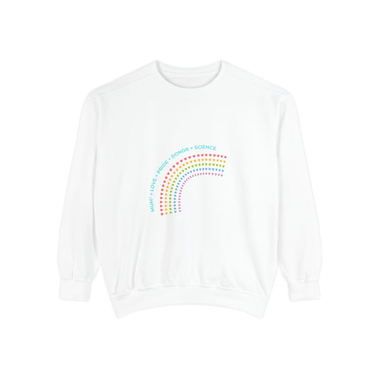 PRIDE MUMS2 Dot Rainbow Sweatshirt, Unisex Garment-Dyed Sweatshirt, Cozy Layering Piece, Perfect for Science Lovers, Gift for LGBTQ+ Ally