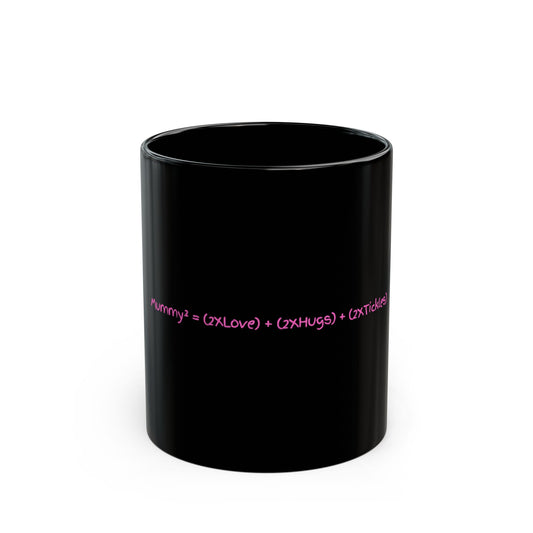 Two Mums LGBTQ Funny Black Mug for 2Mum family Gift for Mother's Day, Cute Coffee Cup, Unique Family Drinkware, Personalized Mug for Parents, Mum's Love