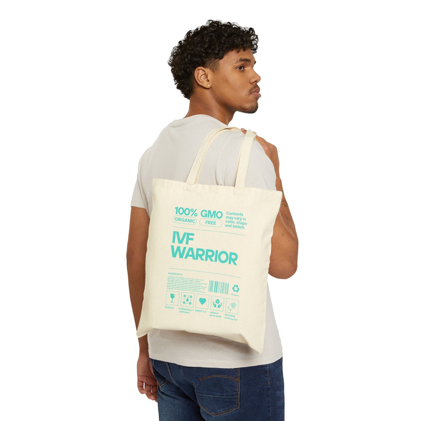 IVF Warrior Cotton Canvas Tote Bag, Inspirational Gift, Eco-Friendly Shopping Bag, Support for IVF Journey, Reusable Tote for Everyday Use,