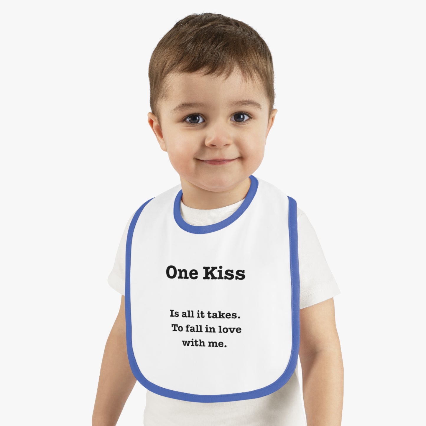 Cute Baby Bib - 'One Kiss' Inspirational Baby Bib for New Parents