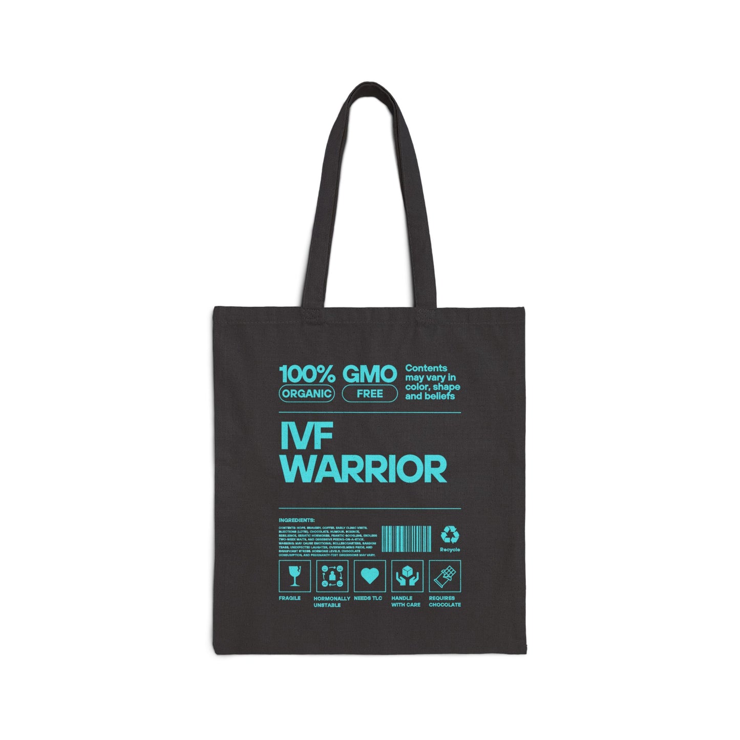 IVF Warrior Cotton Canvas Tote Bag, Inspirational Gift, Eco-Friendly Shopping Bag, Support for IVF Journey, Reusable Tote for Everyday Use,