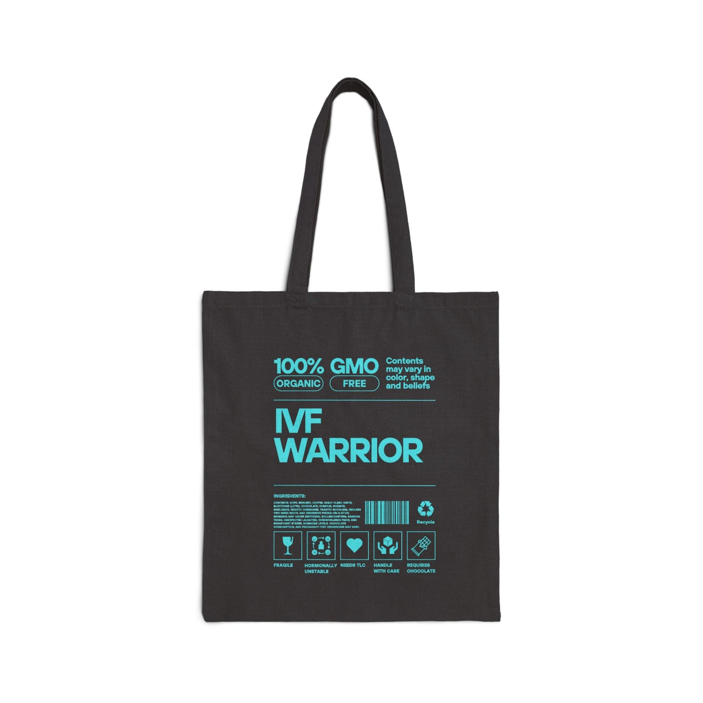 IVF Warrior Cotton Canvas Tote Bag, Inspirational Gift, Eco-Friendly Shopping Bag, Support for IVF Journey, Reusable Tote for Everyday Use,