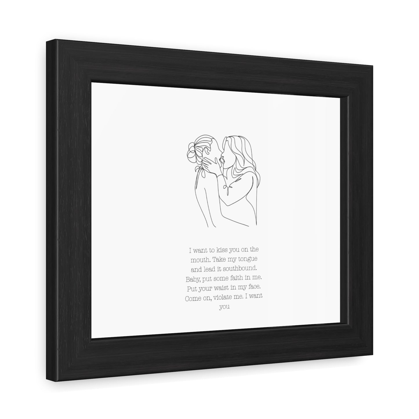 Two Girls Kissing Romantic Framed Poster with Passionate Quote Lesbian