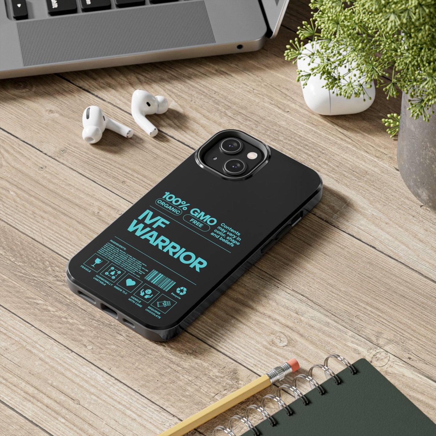 Mint IVF Warrior Tough Phone Case - Empowering Gift for Fertility Journey, IVF Support, Organic Design, Personalized Cases, Motivational Art