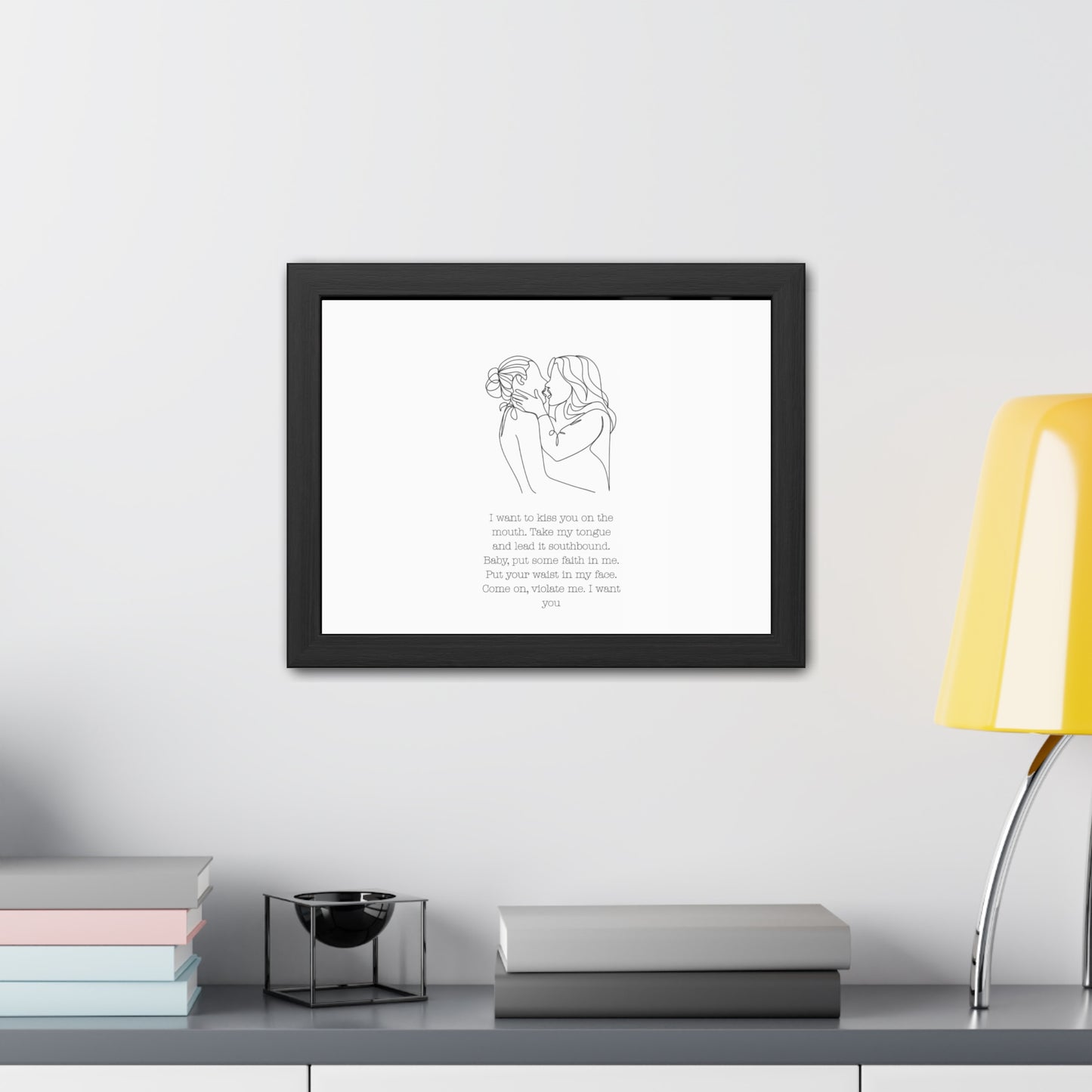 Two Girls Kissing Romantic Framed Poster with Passionate Quote Lesbian