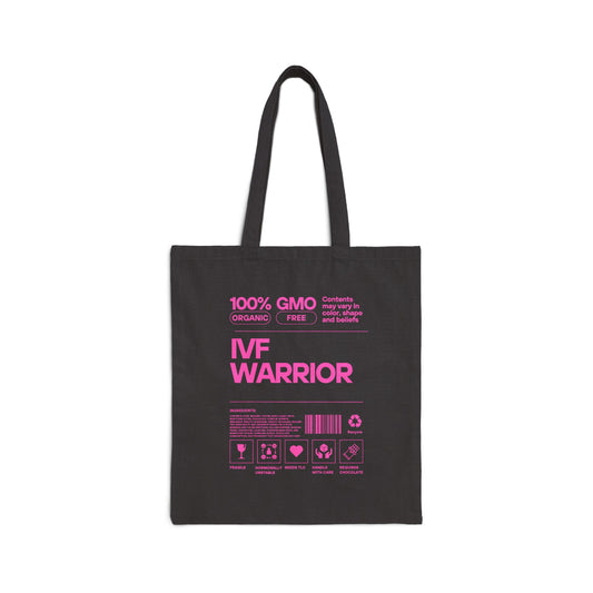 IVF Warrior Cotton Canvas Tote Bag, Infertility Awareness Gift, TTC Supportive Reusable Shopping Bag, Fertility Treatment Advocacy Purse,