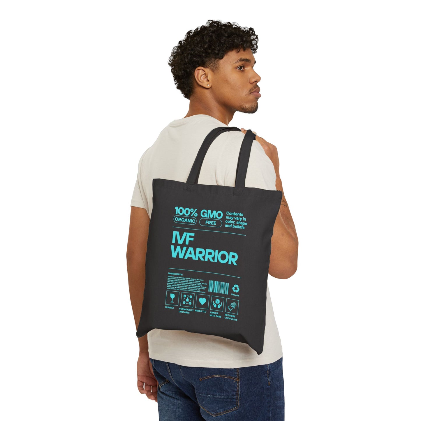 IVF Warrior Cotton Canvas Tote Bag, Inspirational Gift, Eco-Friendly Shopping Bag, Support for IVF Journey, Reusable Tote for Everyday Use,