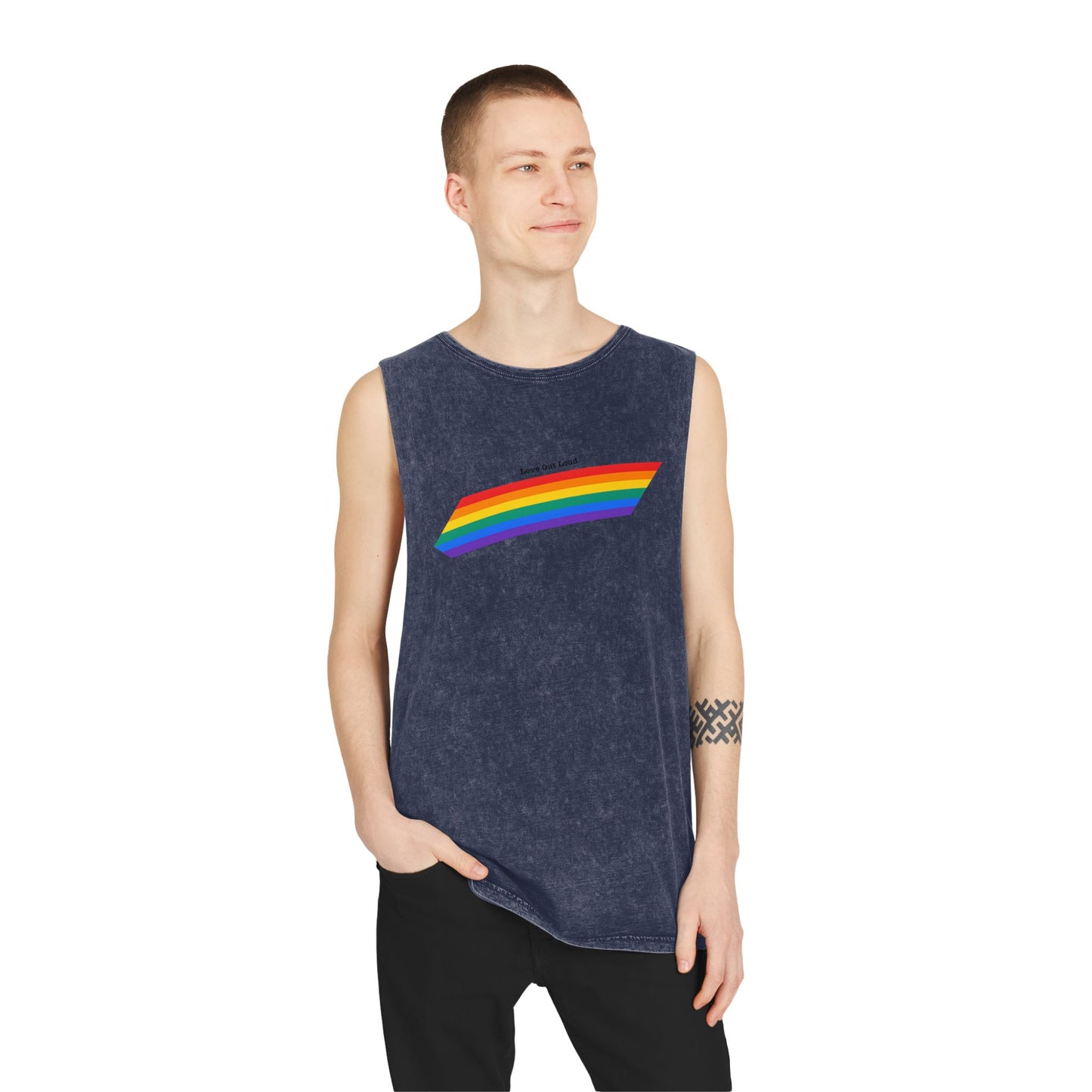 Unisex Stonewash Rainbow Pride Tank Top - Pride Apparel, Summer Essential