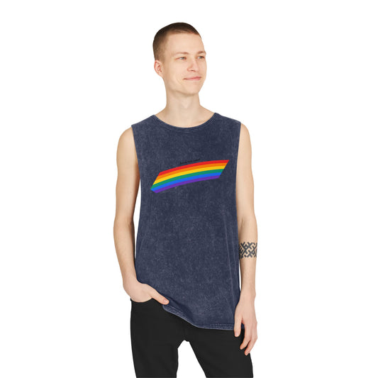 Unisex Stonewash Rainbow Pride Tank Top - Pride Apparel, Summer Essential