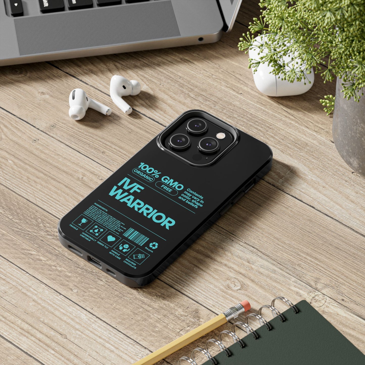 Mint IVF Warrior Tough Phone Case - Empowering Gift for Fertility Journey, IVF Support, Organic Design, Personalized Cases, Motivational Art