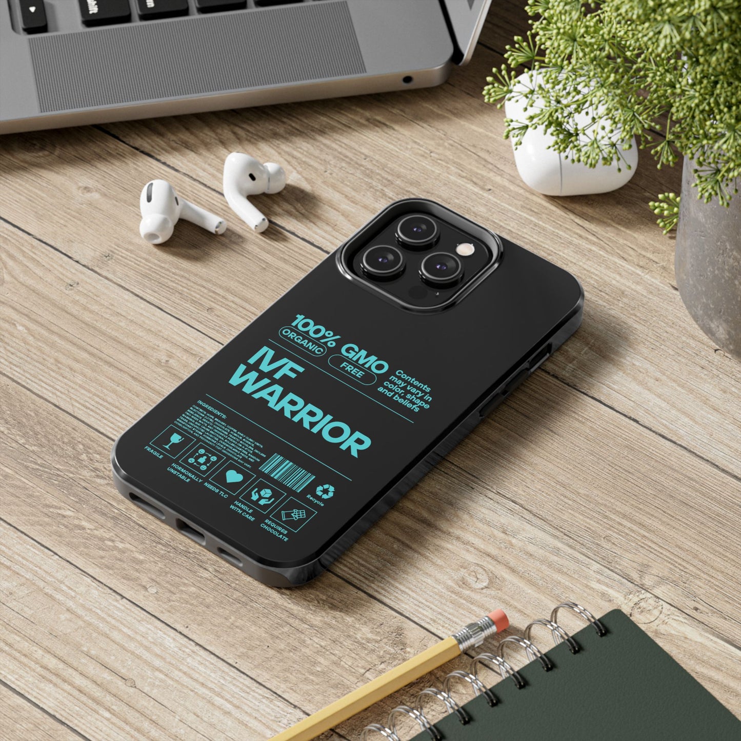 Mint IVF Warrior Tough Phone Case - Empowering Gift for Fertility Journey, IVF Support, Organic Design, Personalized Cases, Motivational Art