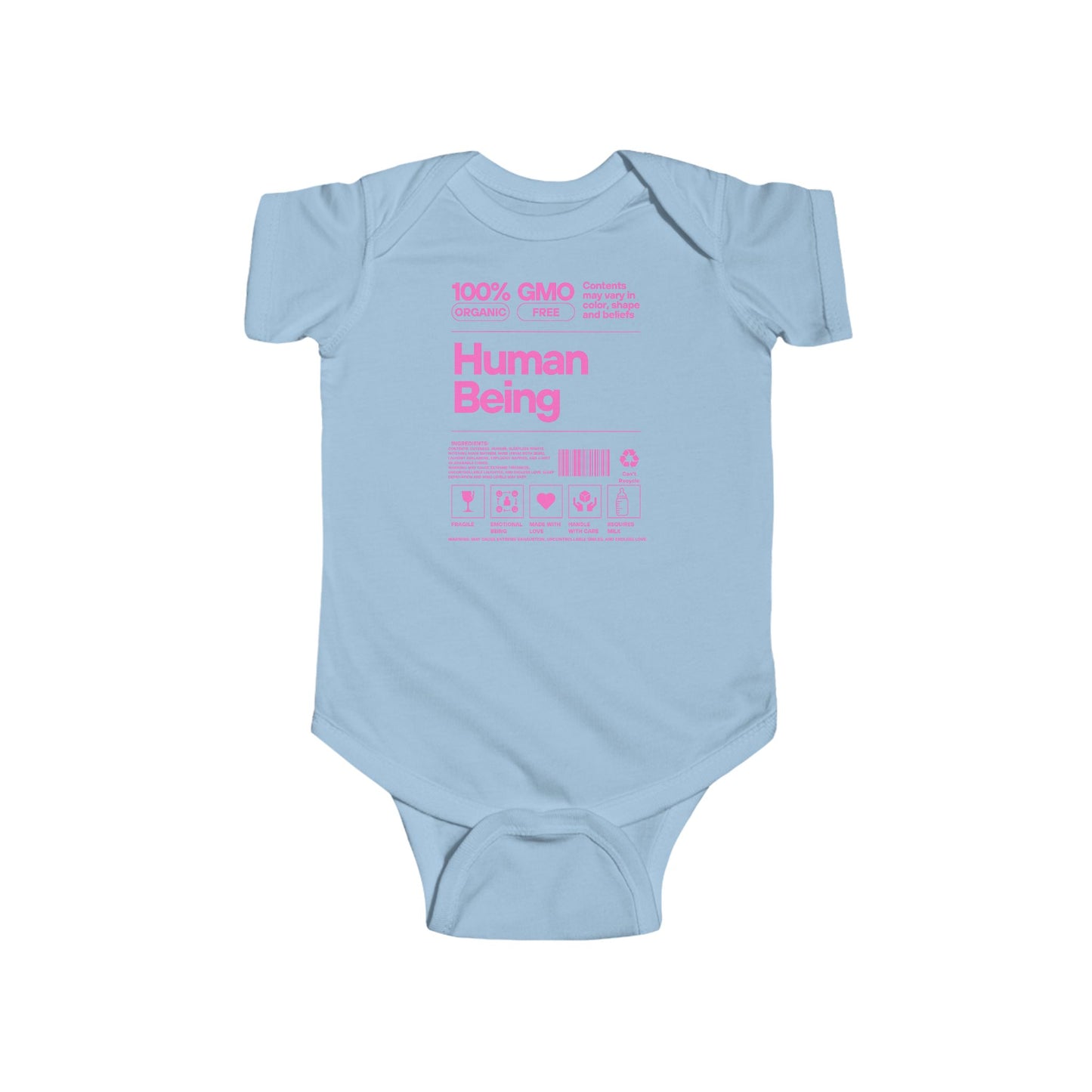Funny Human Being Logo Infant Bodysuit, Baby Grow Gift, Cute Newborn Romper, Infant One-Piece Outfit, Toddler Jumpsuit, Gender Neutral Baby