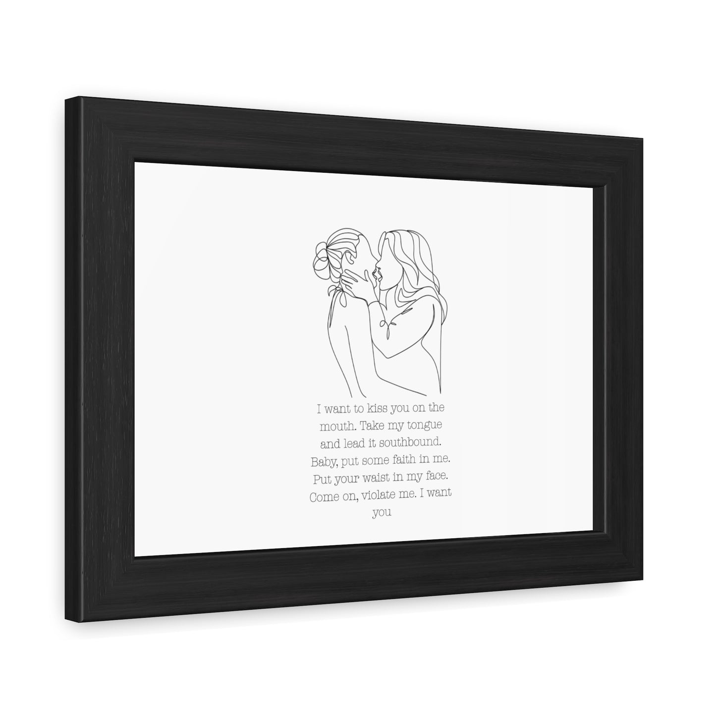 Two Girls Kissing Romantic Framed Poster with Passionate Quote Lesbian