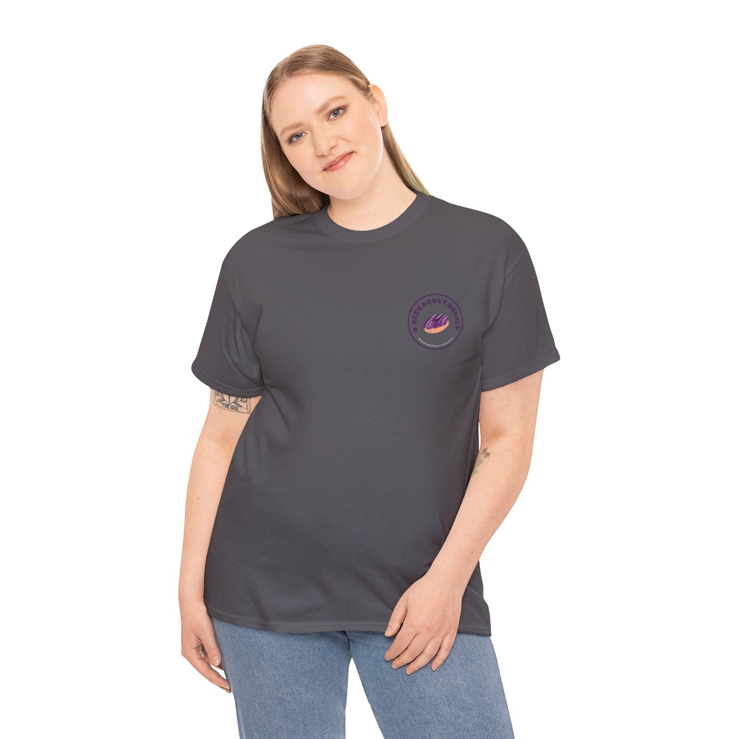 Unisex Heavy Cotton Tee - Ace and Aro fun tee "donut need sex or romance" Casual T-Shirt
