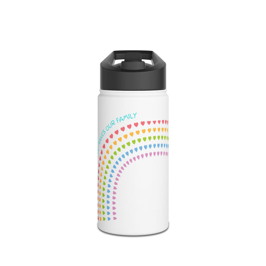 PRIDE LGBTQ+ family Rainbow Hearts Stainless Steel Water Bottle for Family, Eco-Friendly Hydration, Stay Hydrated