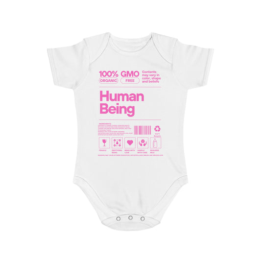 Novelty human being label Short Sleeve Baby Bodysuit