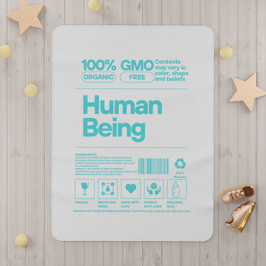 Organic Toddler Blanket – 'Human Being' Design, Eco-Friendly & Soft