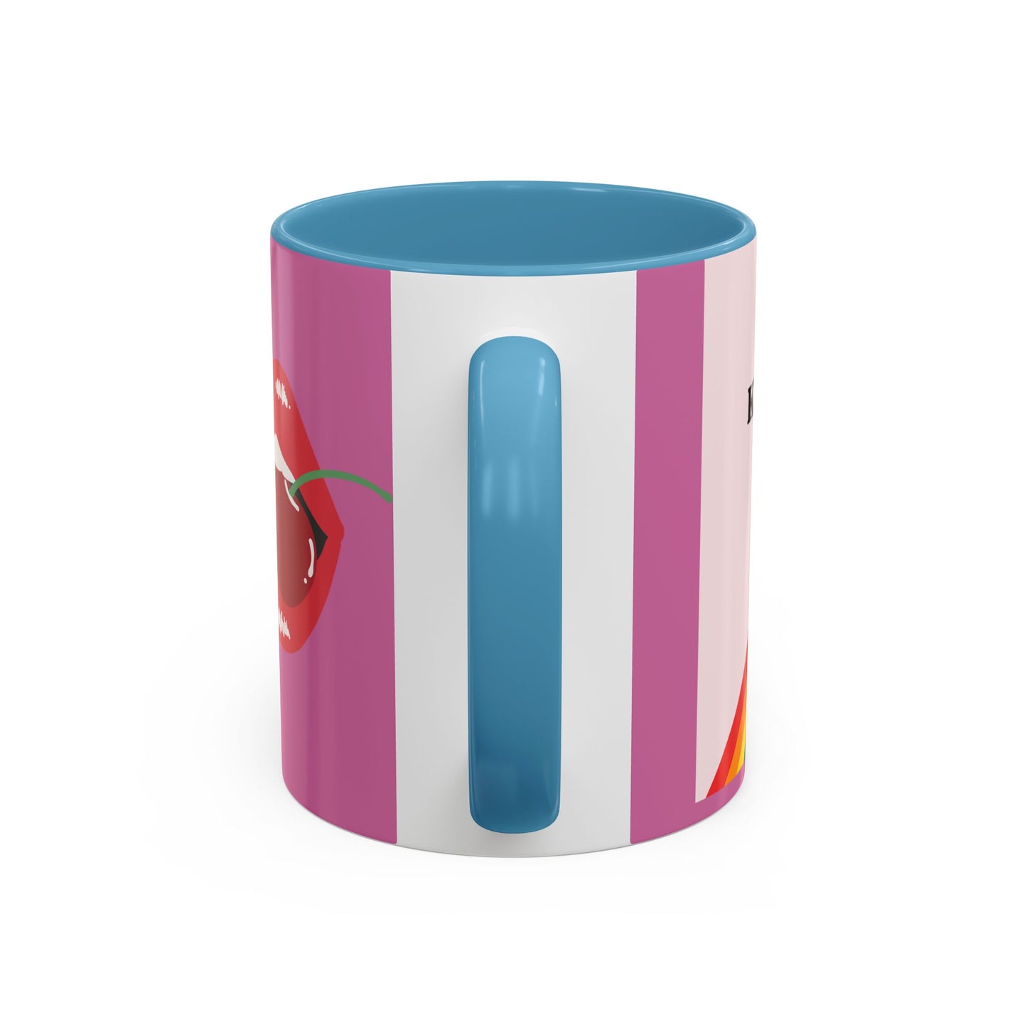 LGBT kiss girls  Rainbow & Cherry Accent Coffee Mug - 11oz & 15oz