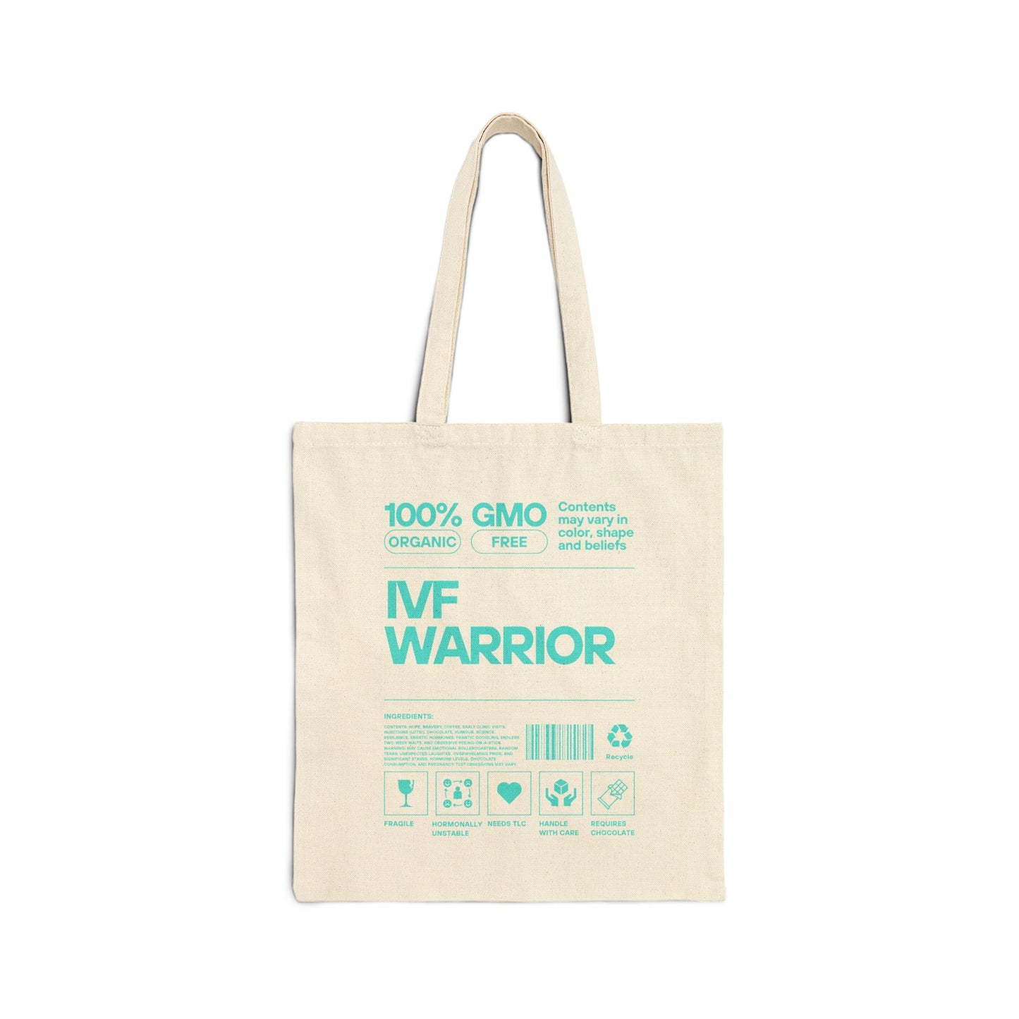 IVF Warrior Cotton Canvas Tote Bag, Inspirational Gift, Eco-Friendly Shopping Bag, Support for IVF Journey, Reusable Tote for Everyday Use,