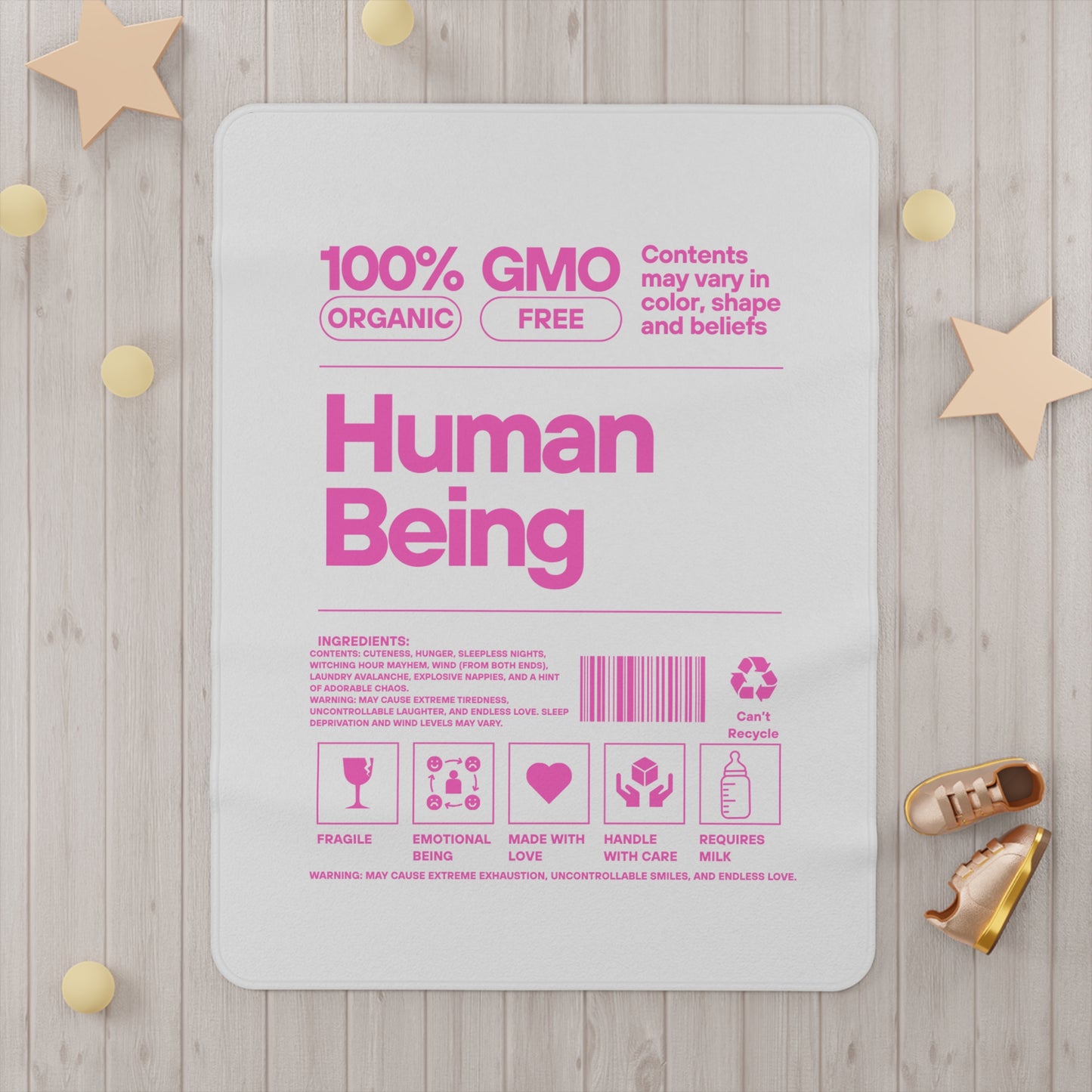 Organic Toddler Blanket – 'Human Being' Design, Eco-Friendly & Soft