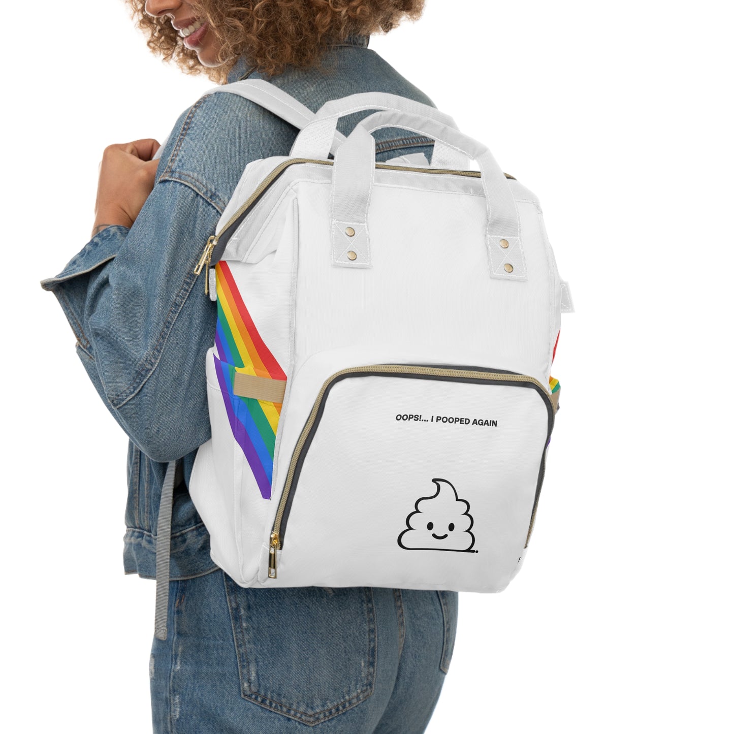 Rainbow Poop Emoji Diaper Backpack - Fun & Functional Baby Gear